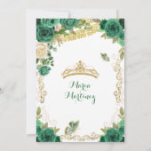 Hunter Green Dress 2 Mis Quince Invitation Kaart (Achterkant)