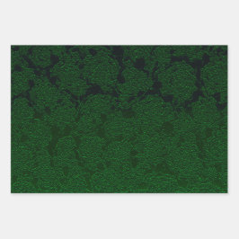 Hunter Green Elegant Succulent Patroonontwerp Inpakpapier Vel