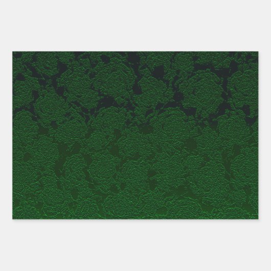 Hunter Green Elegant Succulent Patroonontwerp Inpakpapier Vel (Voorkant)