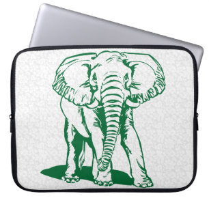 Hunter Green Elephant Line Drawing Laptop Sleeve