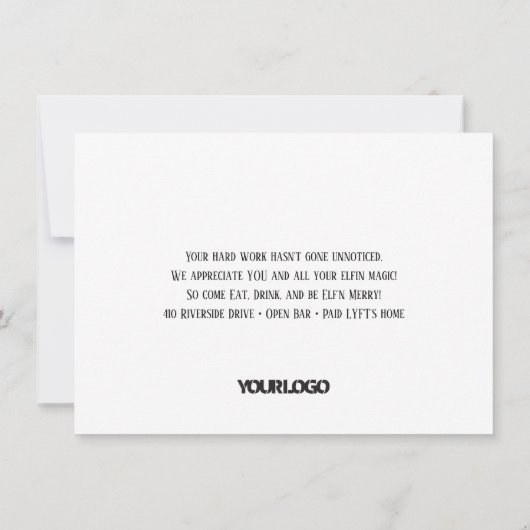 Hunter Green Elf Shenanigans Personeel Kerstfeest Kaart (Achterkant)
