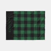 Hunter Green en Black Buffalo Check Monogram Fleece Deken (Voorkant (Horizontaal))