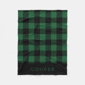 Hunter Green en Black Buffalo Check Monogram Fleece Deken (Voorkant)