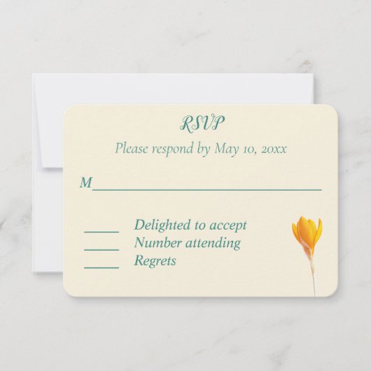 Hunter Green en Gold Floral Wedding Response Kaart (Voorkant)