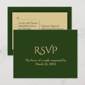 Hunter Green en Gold Menu RSVP (Voorkant / Achterkant)