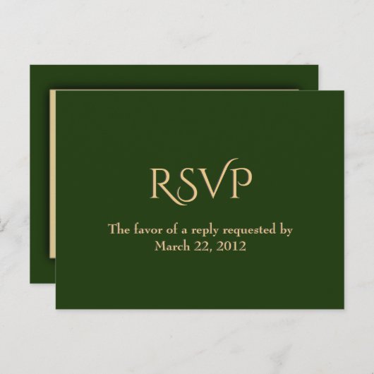 Hunter Green en Gold Menu RSVP (Voorkant / Achterkant)