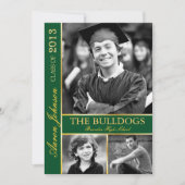 Hunter Green en Gold Photo Invitation E Kaart (Voorkant)