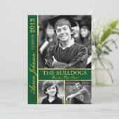 Hunter Green en Gold Photo Invitation E Kaart (Staand voorkant)