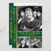 Hunter Green en Gold Photo Invitation E Kaart (Voorkant / Achterkant)