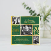 Hunter Green en Gold Photo Invitation H Kaart (Staand voorkant)