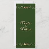 Hunter Green en Gold Wedding Invitation Kaart (Achterkant)