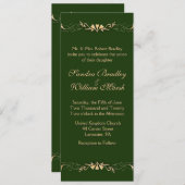 Hunter Green en Gold Wedding Invitation Kaart (Voorkant / Achterkant)