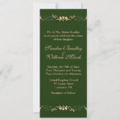 Hunter Green en Gold Wedding Invitation Kaart (Voorkant)