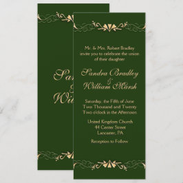 Hunter Green en Gold Wedding Invitation Kaart
