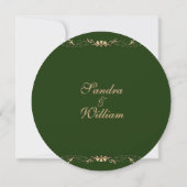 Hunter Green en Gold Wedding Invitation Kaart (Achterkant)