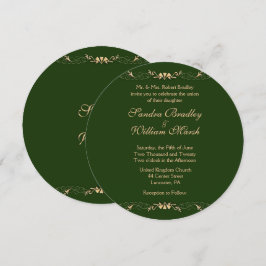 Hunter Green en Gold Wedding Invitation Kaart