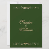Hunter Green en Gold Wedding Invitation Kaart (Achterkant)
