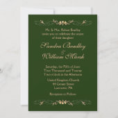 Hunter Green en Gold Wedding Invitation Kaart (Voorkant)