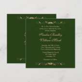 Hunter Green en Gold Wedding Invitation Kaart (Voorkant / Achterkant)