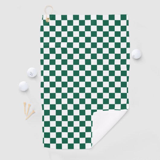 Hunter Green en White geruit Golfhanddoek (Insitu)