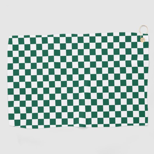 Hunter Green en White geruit Golfhanddoek (Horizontaal)