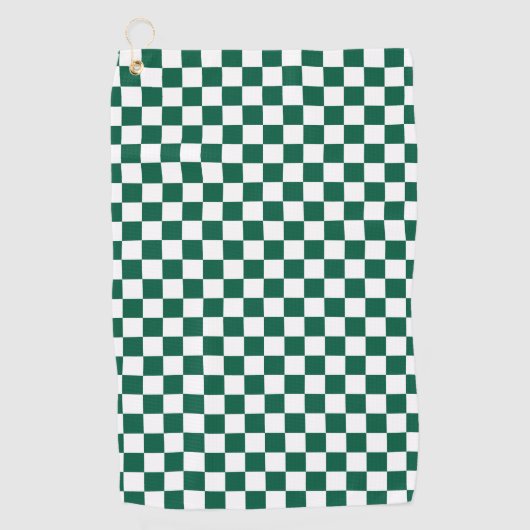 Hunter Green en White geruit Golfhanddoek (Voorkant)
