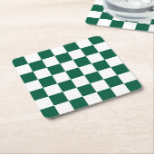 Hunter Green en White geruit Kartonnen Onderzetters (Schuin)