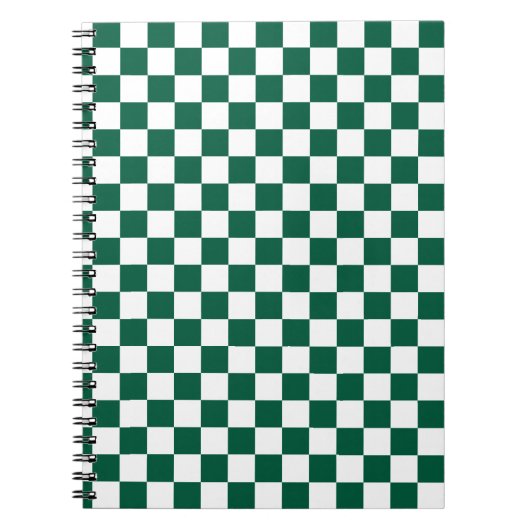Hunter Green en White geruit Notitieboek (Voorkant)