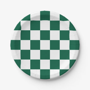 Hunter Green en White geruit Papieren Bordje