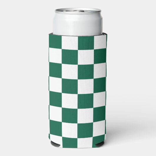 Hunter Green en White geruit Seltzer Blikjeskoeler (Seltzer Achterkant)