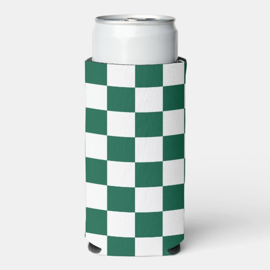 Hunter Green en White geruit Seltzer Blikjeskoeler (Seltzer Voorkant)