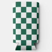 Hunter Green en White geruit Seltzer Blikjeskoeler (Achterkant)