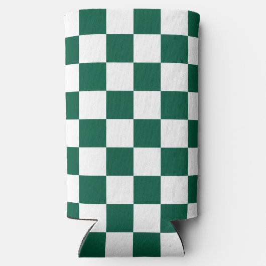 Hunter Green en White geruit Seltzer Blikjeskoeler (Achterkant)