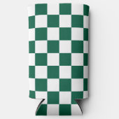 Hunter Green en White geruit Seltzer Blikjeskoeler (Voorkant)