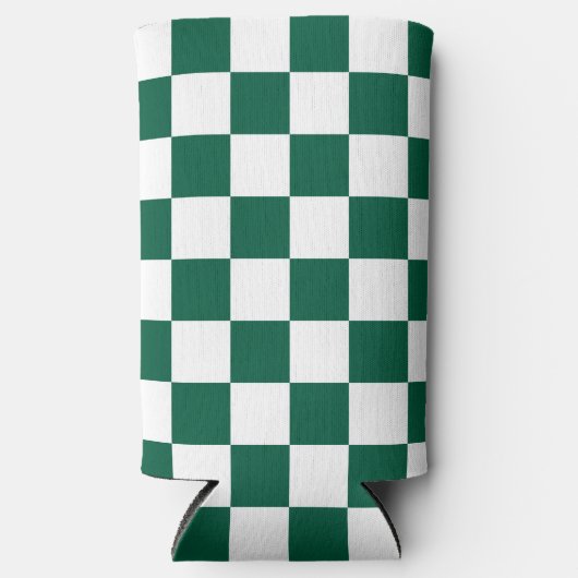 Hunter Green en White geruit Seltzer Blikjeskoeler (Voorkant)