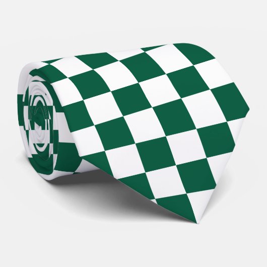 Hunter Green en White geruit Stropdas (Opgerold)