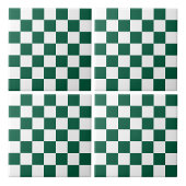 Hunter Green en White geruit Tegeltje