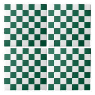 Hunter Green en White geruit Tegeltje