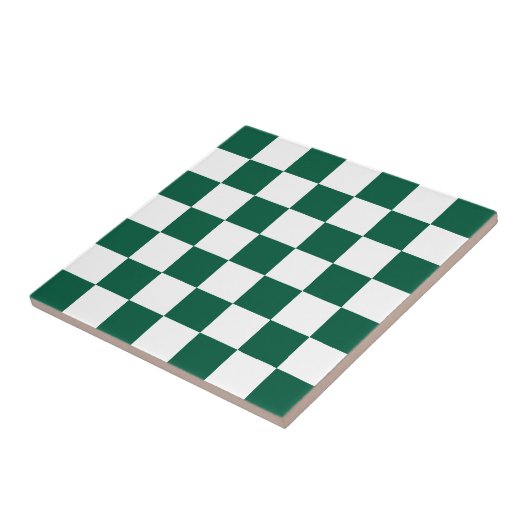 Hunter Green en White geruit Tegeltje (Zijkant)