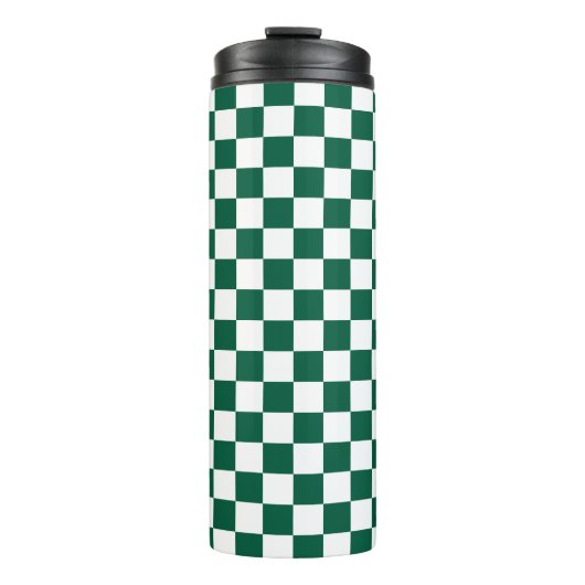 Hunter Green en White geruit Thermosbeker (Voorkant)