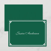 Hunter Green en White Griekse Sleutelplaats Kaart (Voorkant / Achterkant)