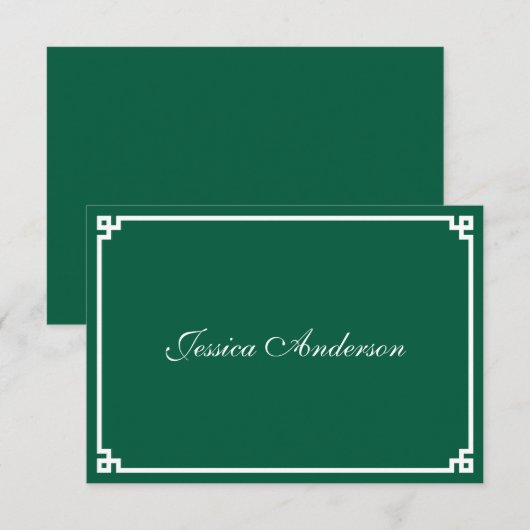 Hunter Green en White Griekse Sleutelplaats Kaart (Voorkant / Achterkant)