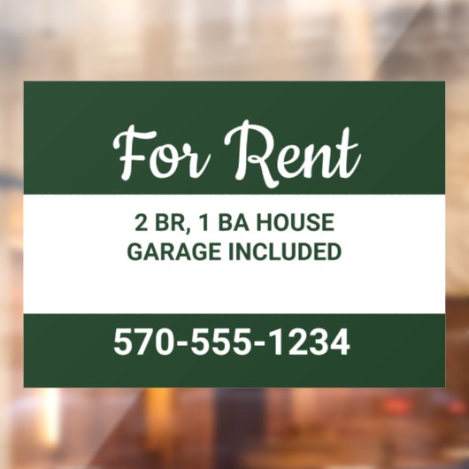 Hunter Green en White Modern House for Hent Raamsticker (Vel 2)