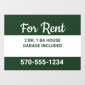 Hunter Green en White Modern House for Hent Raamsticker (Vel)