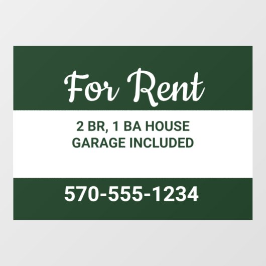 Hunter Green en White Modern House for Hent Raamsticker (Vel)