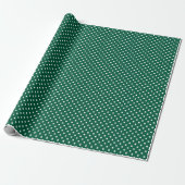 Hunter Green en White Polka Dots Cadeaupapier (Uitgerold)