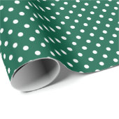 Hunter Green en White Polka Dots Cadeaupapier (Rol Hoek)