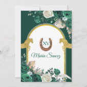 Hunter Green Floral Princess Quinceañera Kaart (Achterkant)