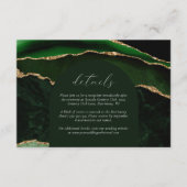 Hunter Green Gold Agate Arch Wedding Details Informatiekaartje (Voorkant)