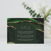 Hunter Green Gold Agate Arch Wedding Details Informatiekaartje (Staand voorkant)